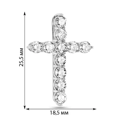 Хрестик з білого золота з діамантами (арт. 3109608202)