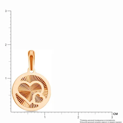Подвеска «Два сердца» из красного золота с алмазной гранью (арт. 424213)