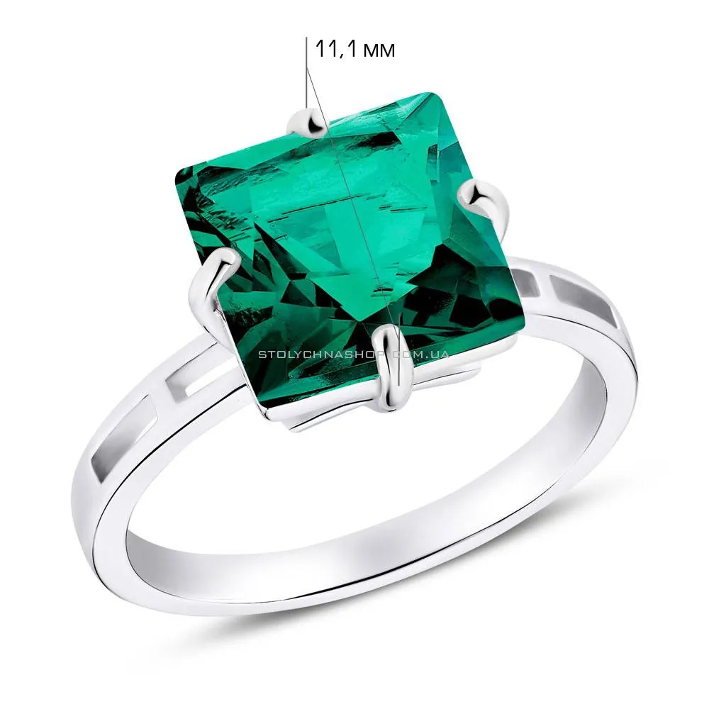 Серебряное кольцо с зеленым фианитом (арт. 7501/4397цз) - 2 - цена