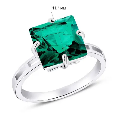 Серебряное кольцо с зеленым фианитом (арт. 7501/4397цз)