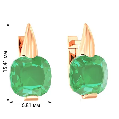 Сережки из красного золота с хризопразом (арт. 110257Пх)