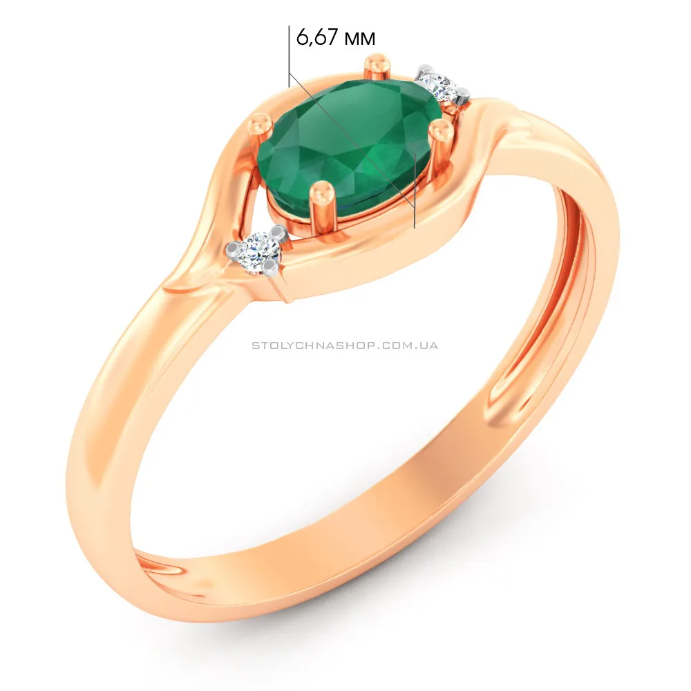 Золотое кольцо с изумрудом и бриллиантами (арт. К011066и) - 3 - цена