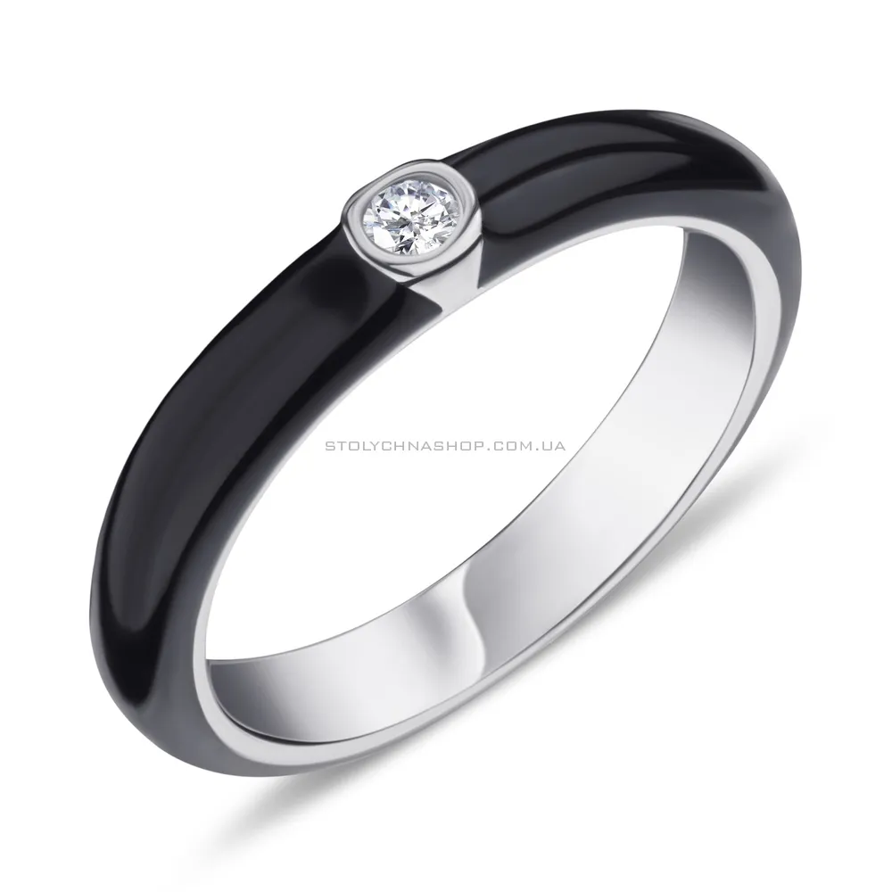 Серебряное кольцо с эмалью и фианитом (арт. 7501/5125еч) - цена