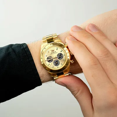 Золотые мужские часы с хронографом (арт. 260112ж)
