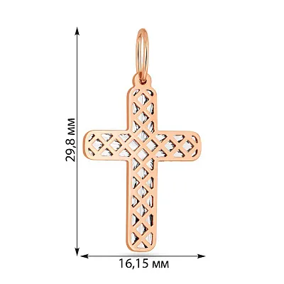 Хрестик з червоного і білого золота (арт. 440763кб)