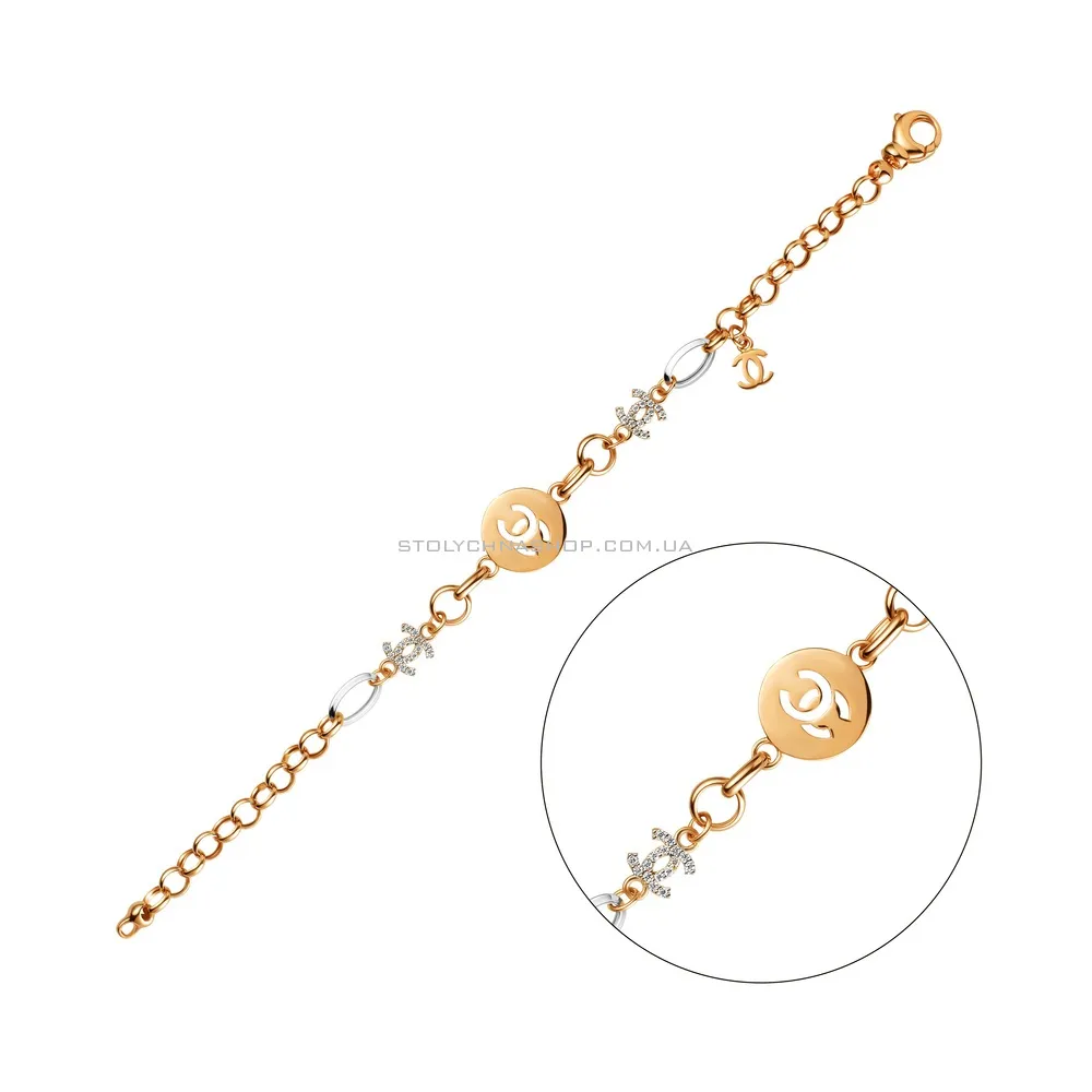Золотий жіночий браслет з фіанітами (арт. 322955жбП1)