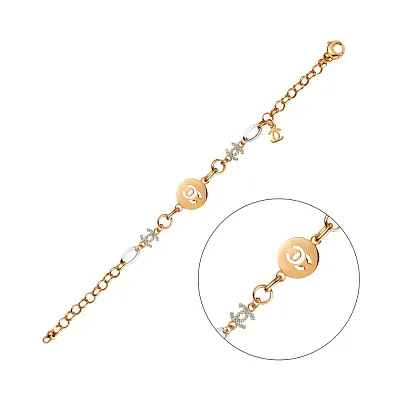 Золотой женский браслет с фианитами (арт. 322955жбП1)