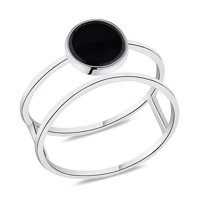 Двойное кольцо из серебра с ониксом  (арт. 7501/480окп)