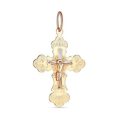 Золотой православный крестик с распятием  (арт. 525301р)