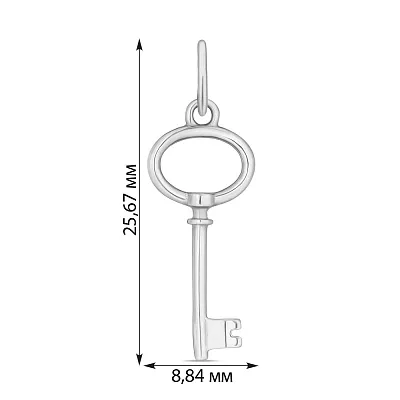 Золота підвіска «Ключик» в білому кольорі металу (арт. 423212б)