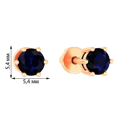 Золоті сережки пусети з сапфірами (арт. 111093Пс)