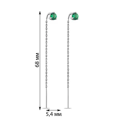 Срібні сережки-протяжки з зеленими альпінітами (арт. 7502/557азсп)