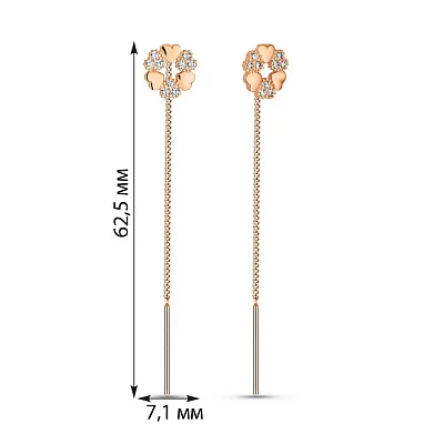 Золоті сережки-протяжки з фіанітами (арт. 109940)