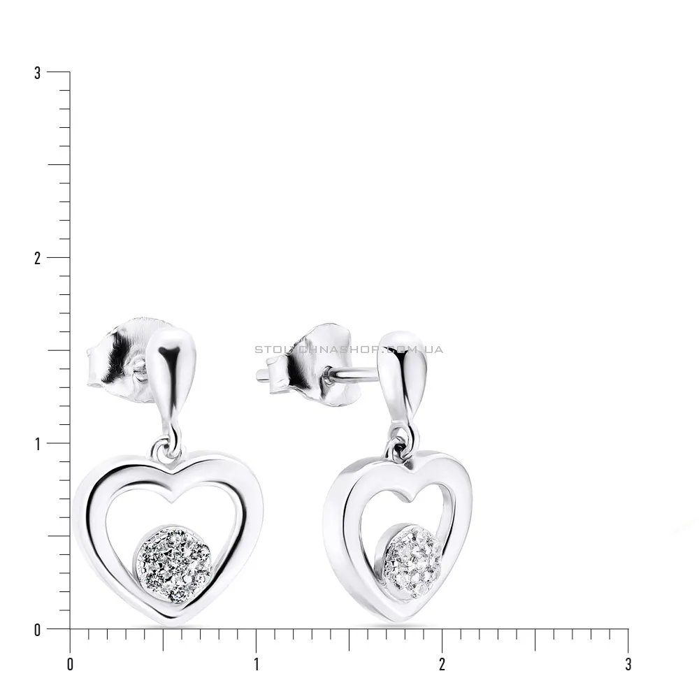 Срібні сережки пусети з фіанітами "Серце" (арт. 7518/5324)