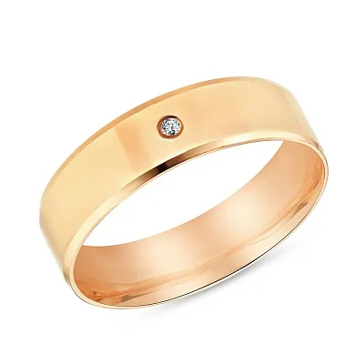 Обручальное кольцо из красного золота с бриллиантом (арт. К239194)