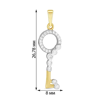 Кулон золотий «Ключик» з фіанітами (арт. 421737ж)