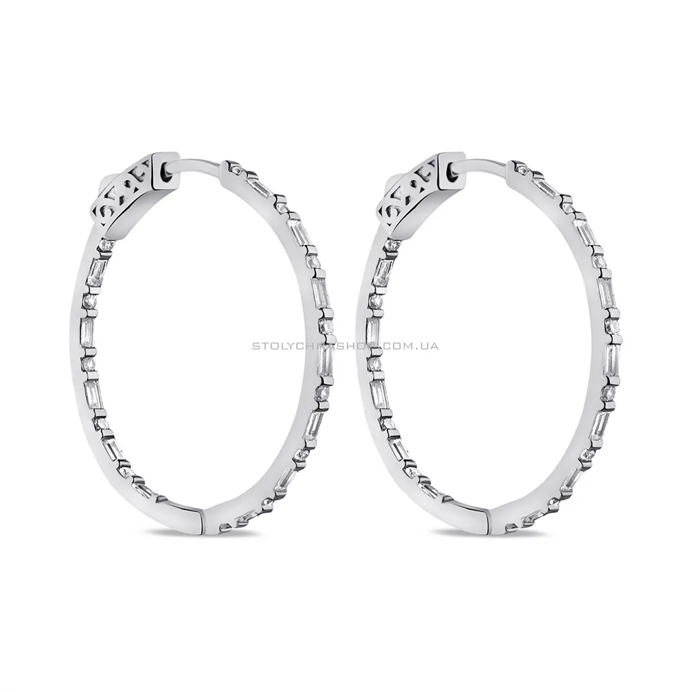 Срібні сережки-кільця з доріжками із фіанітів (арт. 7502/9449/30) - цена