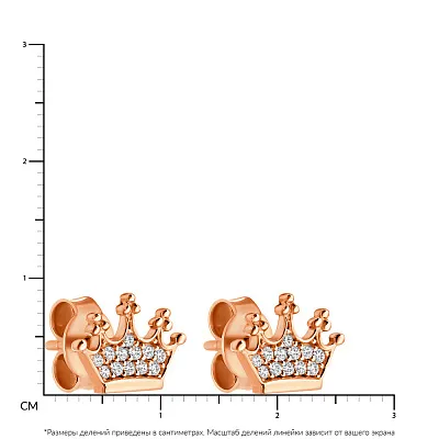 Пусеты «Корона» из золота с фианитами (арт. 107842)