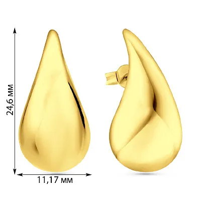 Сережки-пусети Крапля з жовтого золота (арт. 1091497/3ж)