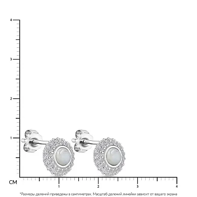 Серьги-пусеты из серебра с фианитами и с перламутром (арт. 7518/6036п)