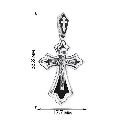 Серебряный крестик с распятием и эмалью (арт. 7504/2-1173.0.2)