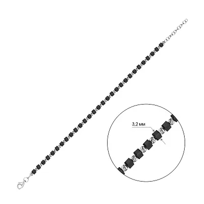Срібний браслет з оніксом (арт. 7509/2101оч)