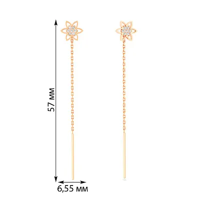Золоті сережки-протяжки з фіанітами (арт. 110555)