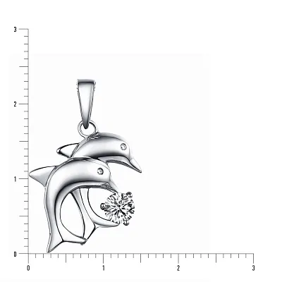 Серебряная подвеска «Дельфины» с фианитами (арт. 7503/2600)