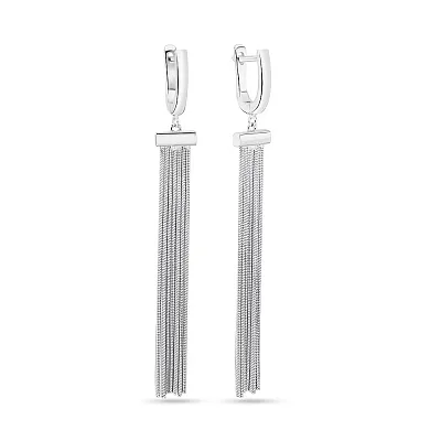Длинные сережки-подвески из серебра без камней (арт. 7502/4382)