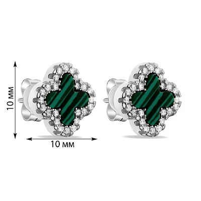 Сережки зі срібла з малахітом (арт. 7518/5108/10млх)
