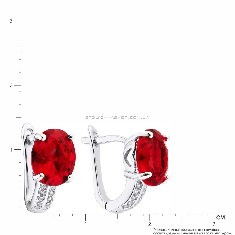 Срібні сережки з червоними і білими фіанітами (арт. 7502/3621цк)
