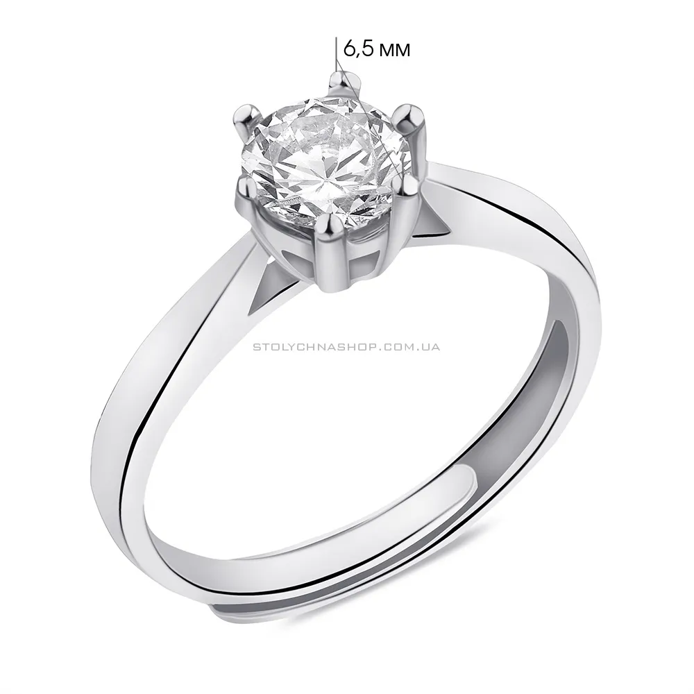Безразмерное серебряное кольцо с фианитом (арт. 7501/6330) - 2 - цена