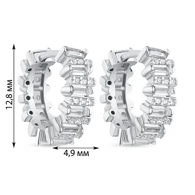 Срібні сережки-кільця з фіанітами (арт. 7502/4861/15)