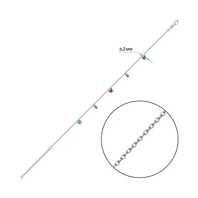 Серебряный браслет на ногу Бабочки (арт. 7509/4440ецвн)