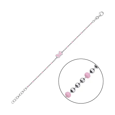 Срібний браслет для дітей з рожевою емаллю (арт. 7509/3622ер)