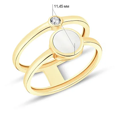 Золотое кольцо Лýна с эмалью и фианитом (арт. 141067жеп)