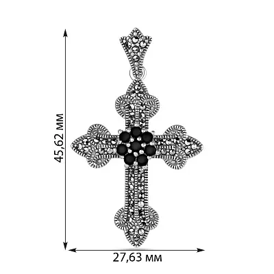 Срібний хрестик з чорним оніксом (арт. 7403/2866мрко)