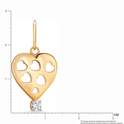 Золотая подвеска «Сердце» с фианитами (арт. 422768)