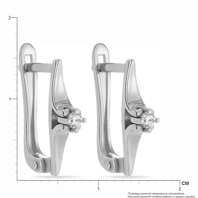 Сережки золотые в белом цвете металла с фианитами (арт. 110525б)