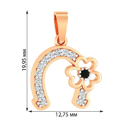 Золотая подвеска «Подкова» с фианитами (арт. 440359ч)
