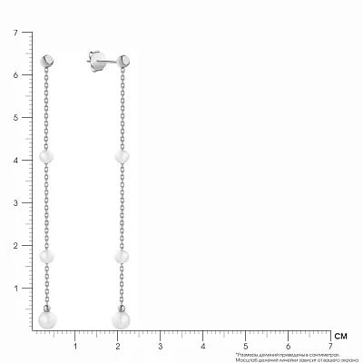 Золотые серьги-подвески с жемчугом  (арт. 106808бпрлб)