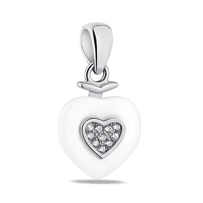 Підвіс зі срібла і кераміки в формі серця (арт. 7503/3859кмб)
