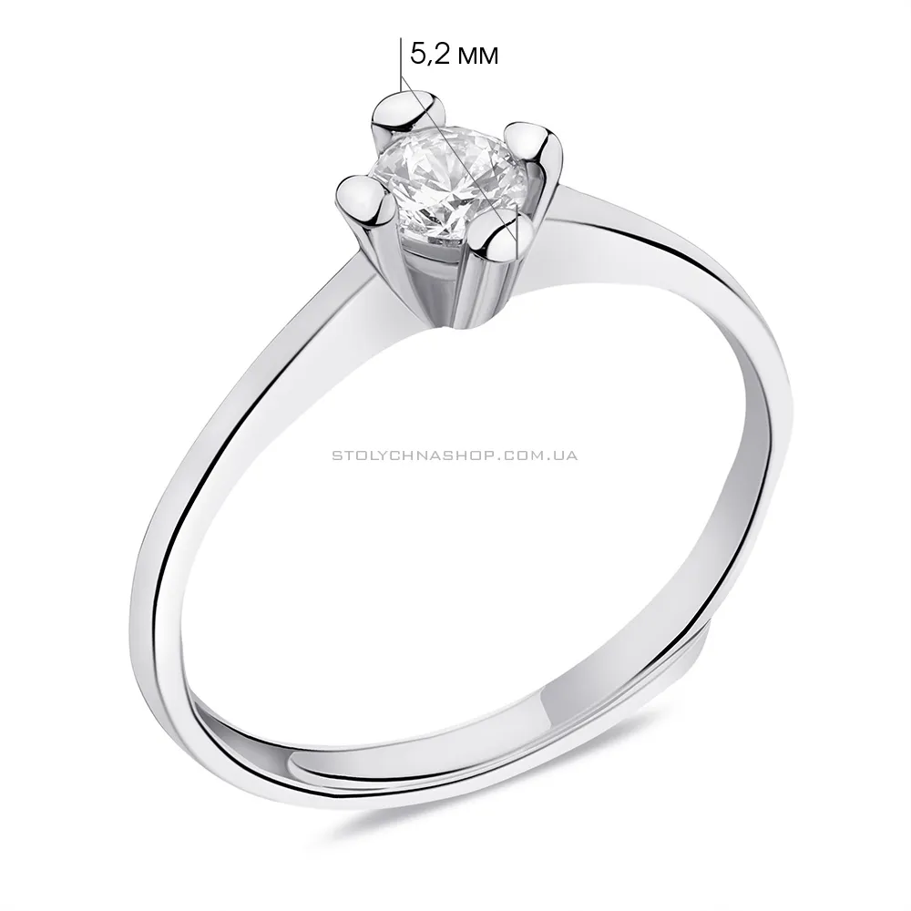 Безразмерное серебряное кольцо с фианитом (арт. 7501/6255) - 2 - цена