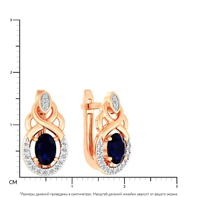 Золоті сережки з сапфіром і діамантами (арт. С011049с)