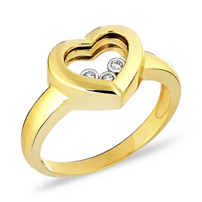Золотое кольцо «Сердце» с фианитом  (арт. 150850ж)