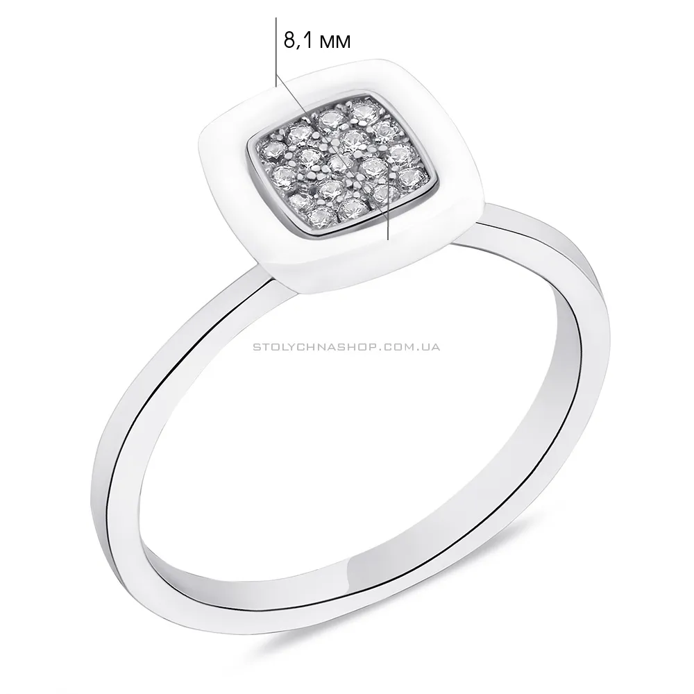 Кольцо из серебра и керамики с фианитами (арт. 7501/6099кмб) - 2 - цена