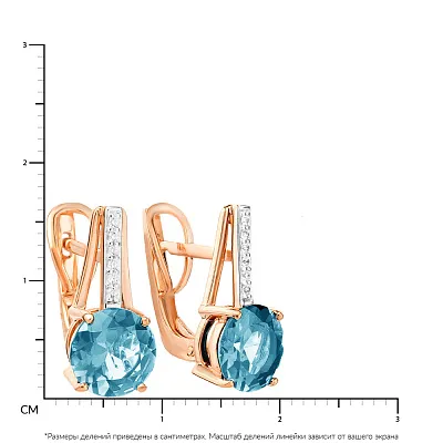 Сережки з золота з блакитними топазами і фіанітами (арт. 110394Птг)