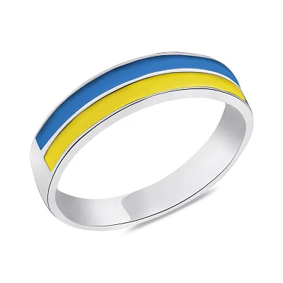 Серебряное кольцо с Флагом Украины (арт. 7501/996егжкю)