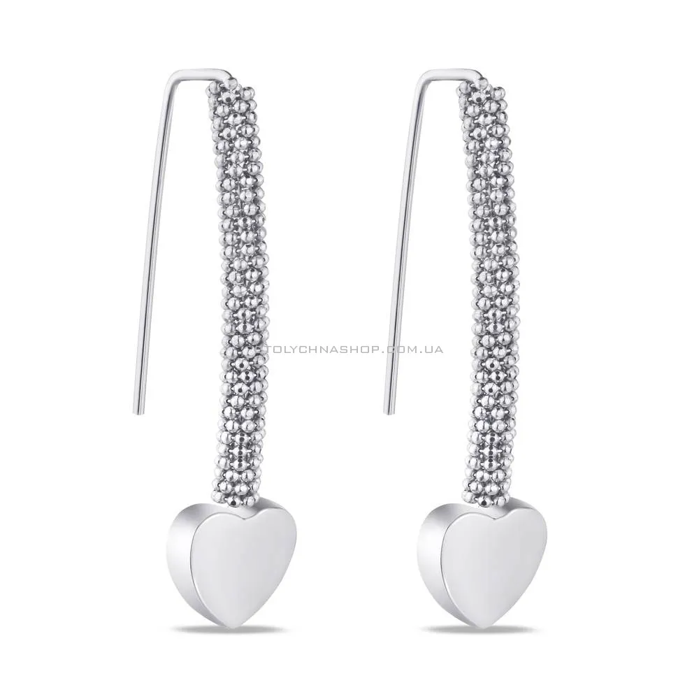 Срібні сережки "Сердечка" без каміння (арт. 7502/4284) - цена