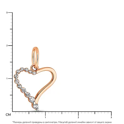 Золотой подвес &quot;Сердце&quot; с фианитами  (арт. 421806)